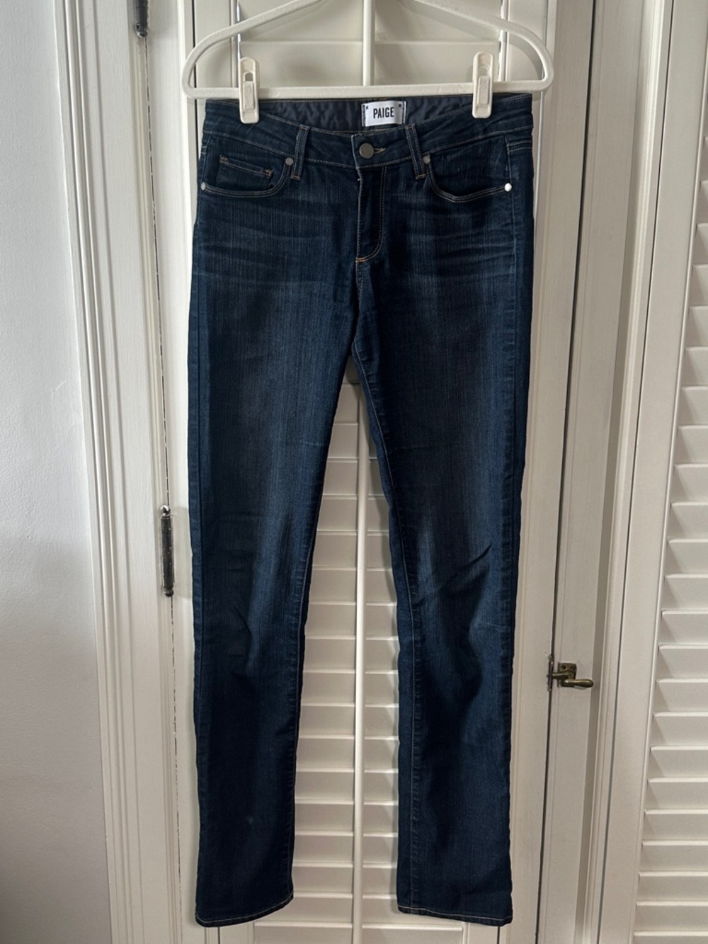 PAIGE “Skyline Straight” Skinny Jeans in Dark Blue